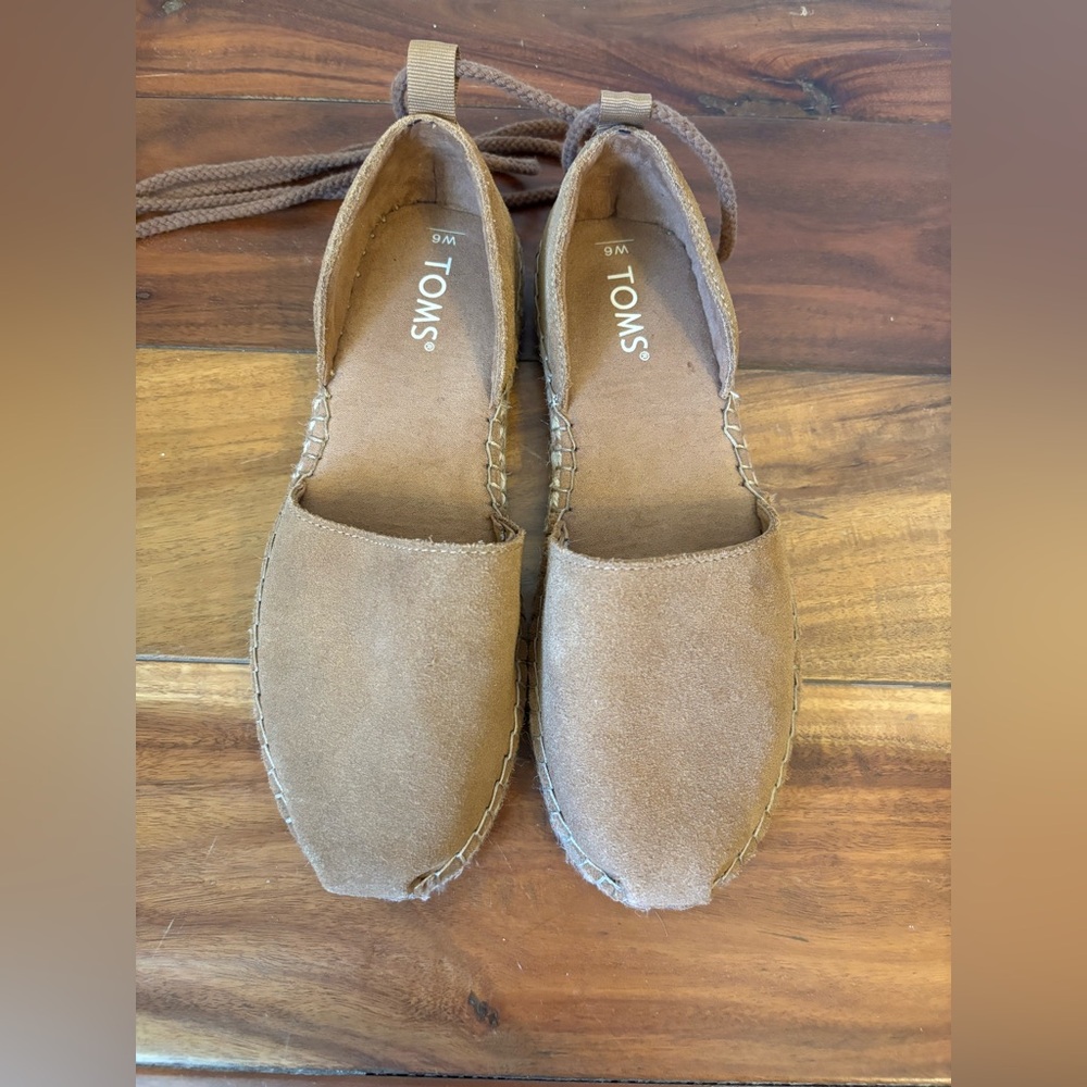TOMS Women's Tan Katalina Espadrille Shoes with Tie-Up Straps Size 6 - Picture 6 of 10